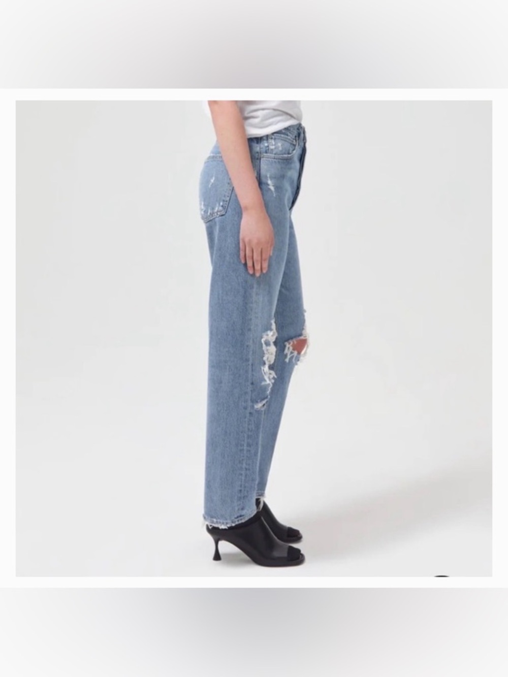 EUC [Agolde] Blue Denim Straight Leg High Rise Distressed Jeans Women’s 26 - Picture 4 of 11
